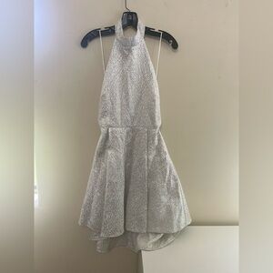 Alice + Olivia Silver Halter Neck Dress